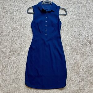 Karen Millen Navy blue Collard Sleeveless Corset Feminine Pencil Dress Size US 2